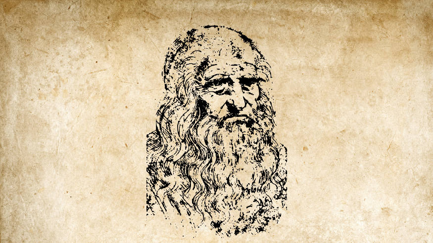 an image of Da Vinci on parchment