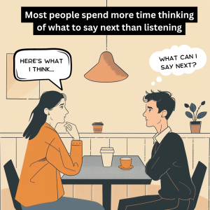 Most people spend more time thinking of what to say next than listening. 