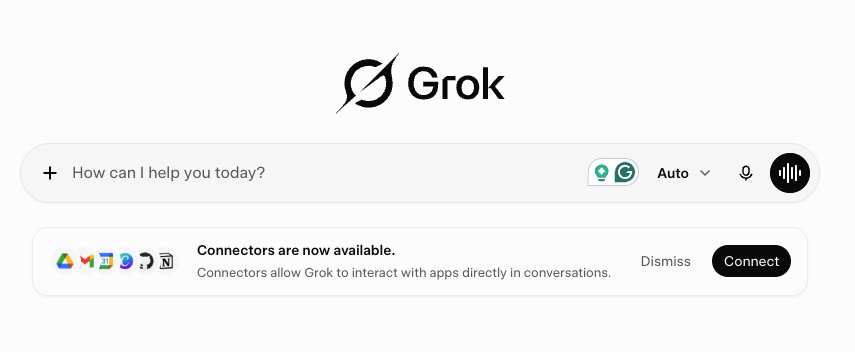 Grok welcome screen